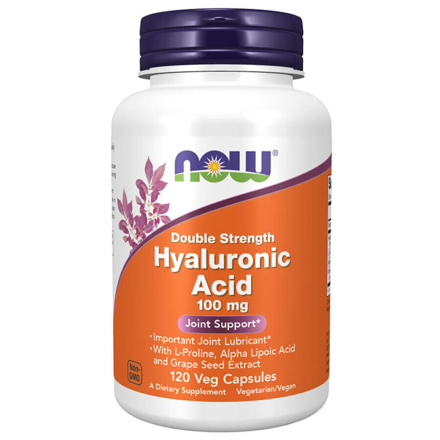 Now Foods Ácido hialurónico, ácido hialurónico 100 mg, 120 cápsulas vegetales