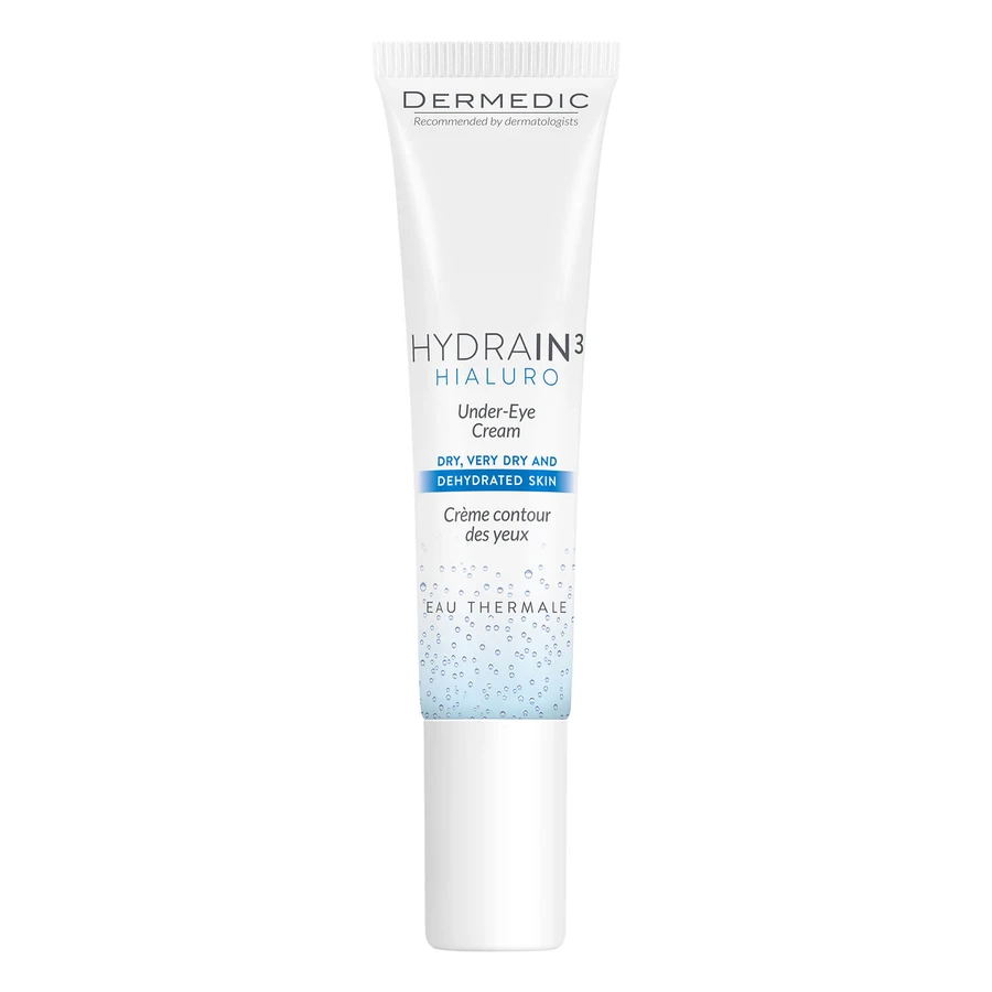Set Dermedic Hydrain 3 Hialuro, crema hidratante profunda, 50 ml + crema contorno de ojos, piel deshidratada y seca, 15 ml