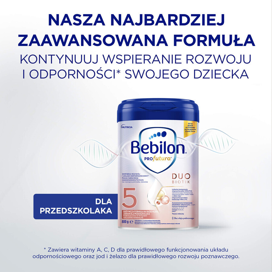 Set Bebilon Profutura DuoBiotik 5, formula nutriente a base di latte per bambini in età prescolare, 3 x 800 g + Mustela Bebe Enfant, gel lavante nutriente, 300 ml in omaggio