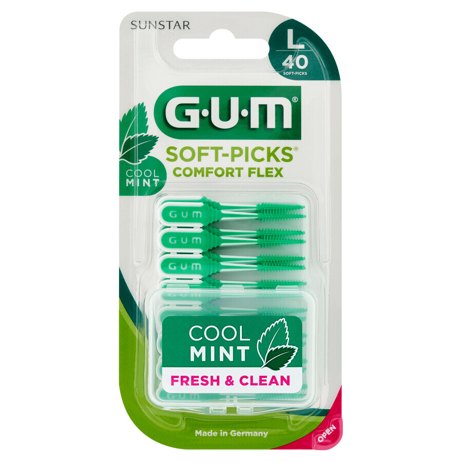 Sunstar Gum Soft-Picks Comfort Flex, pulitori interdentali, menta, misura L, 40 pezzi