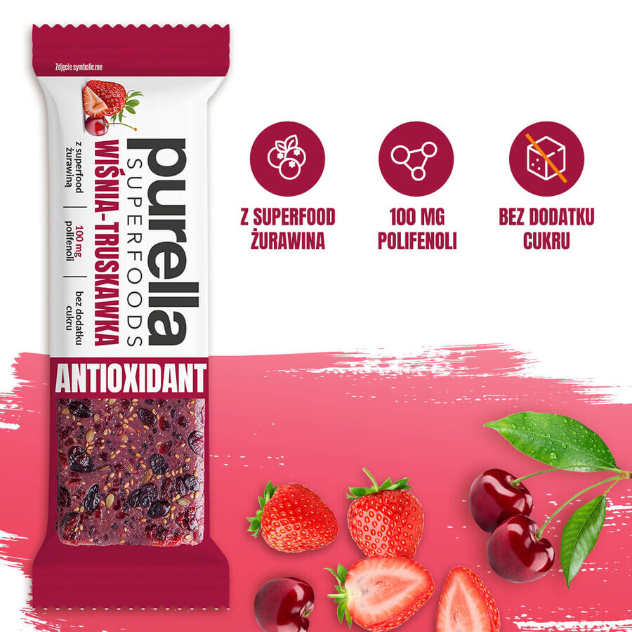 Purella Superfoods Antioxidant Bar, cherry-strawberry, 40 g