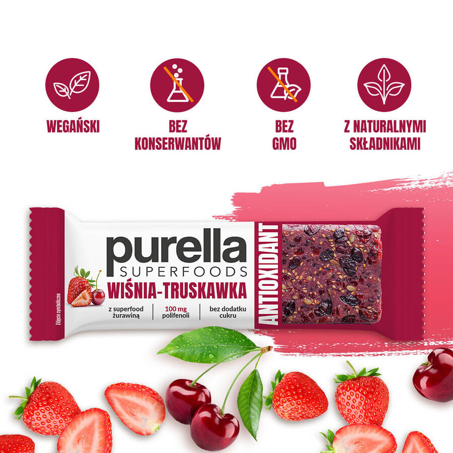 Purella Superfoods Antioxidant Bar, cherry-strawberry, 40 g