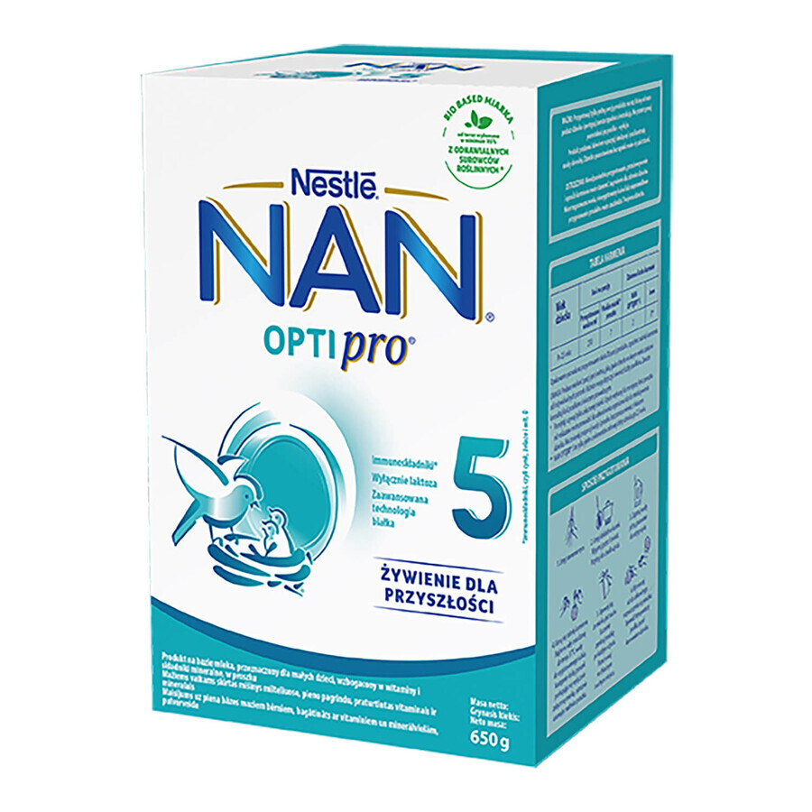 Set Nestlé NAN Optipro 5, lait modifié Junior pour enfants de plus de 2,5 ans, 4 x 650 g