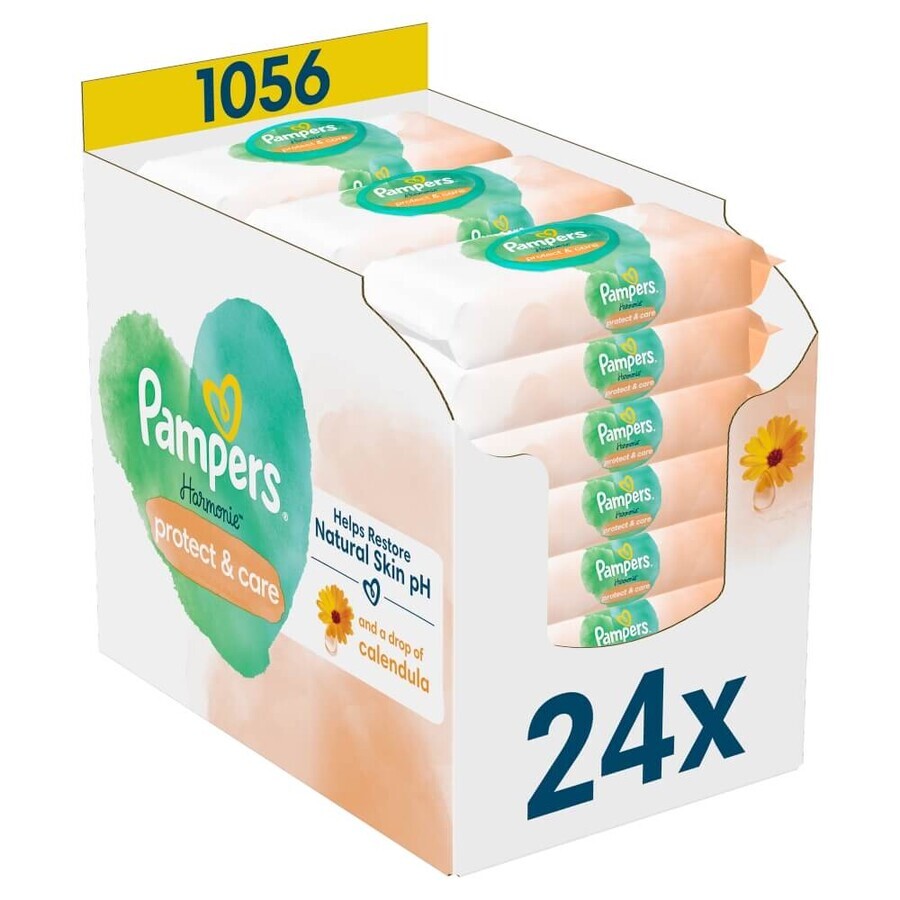 Pampers Harmonie Protect & Care, vochtige doekjes, 24 x 44 stuks GEBROKEN VERPAKKING