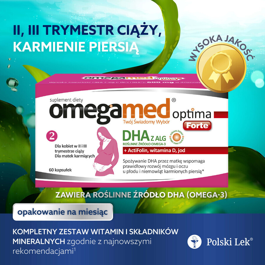 Omegamed Optima Optima Forte DHA Algae Set for women in the second and third trimester of pregnancy and nursing mothers, 2 x 60 capsules