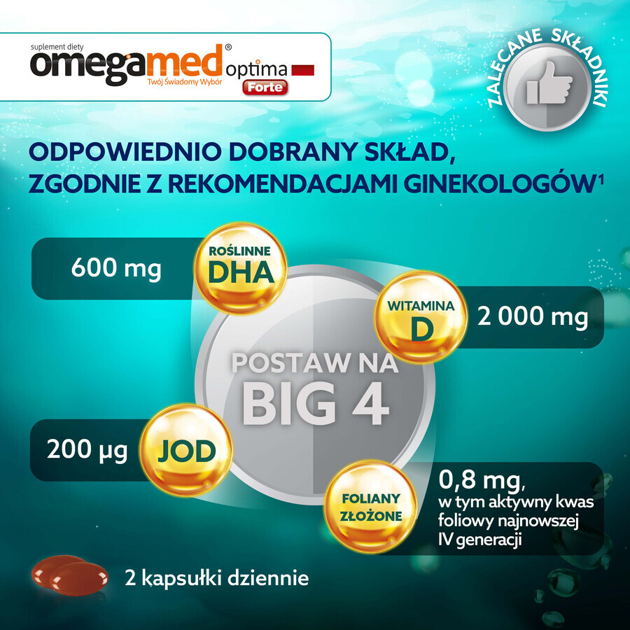 Omegamed Optima Optima Forte DHA Algae Set for women in the second and third trimester of pregnancy and nursing mothers, 2 x 60 capsules