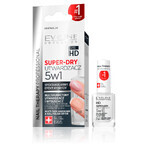 Eveline Cosmetics Nail Therapy Super-dry 5in1, întăritor și uscător multifuncțional, 12 ml