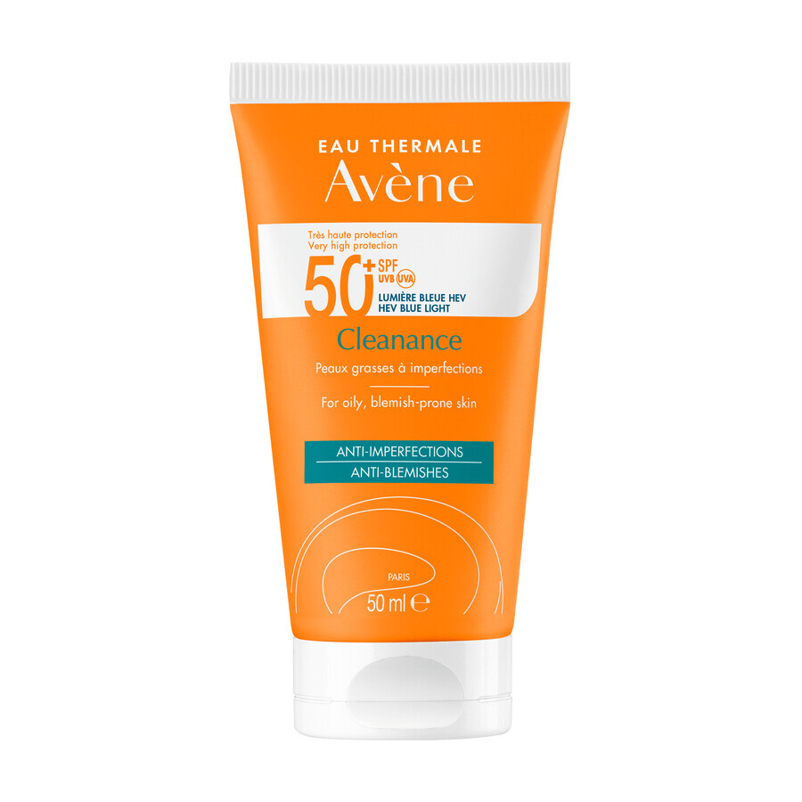 Avene Cleanance Sun, face cream for oily and blemish-prone skin, SPF 50+, 50 ml + thermal spring water, 50 ml free