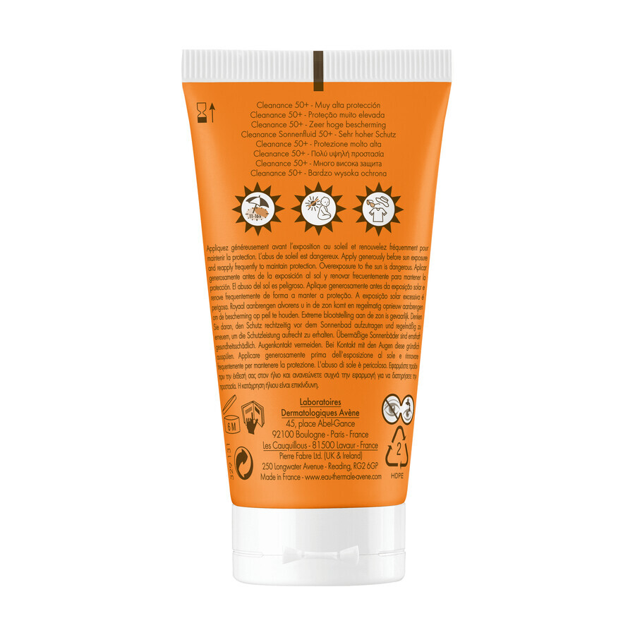 Avene Cleanance Sun, face cream for oily and blemish-prone skin, SPF 50+, 50 ml + thermal spring water, 50 ml free