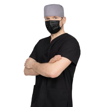 Opharm, mascarilla médica, desechable, 3 capas, tipo IIR, negra, 50 unidades