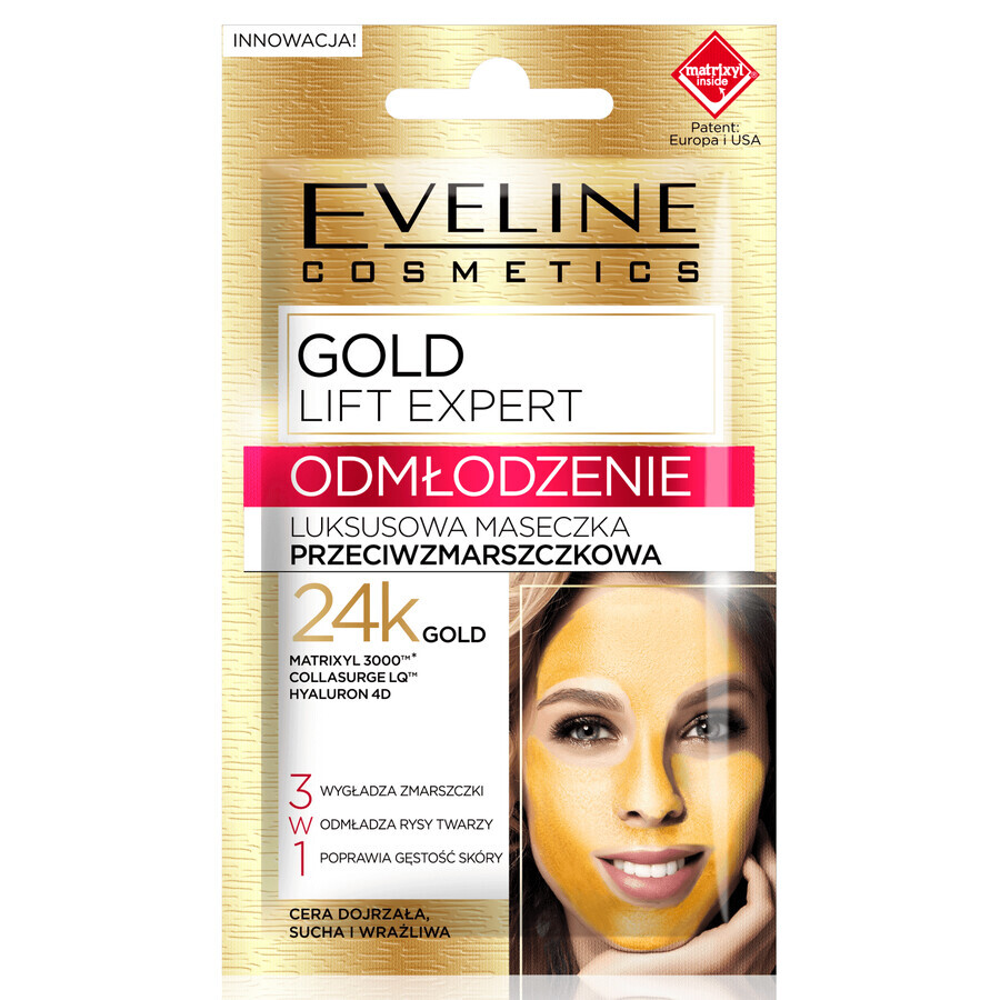Buy Eveline Cosmetics Gold Lift Expert Rejuvenation, luxury anti-wrinkle mask with 24k gold, 7 ml Eveline Cosmetics Gold Lift Expert Rejuvenation, luxury anti-wrinkle mask with 24k gold, 7 ml