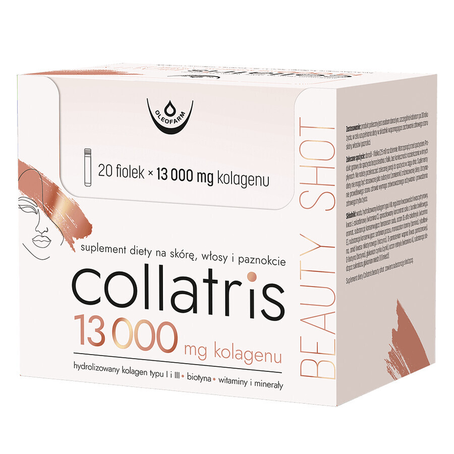 Oleofarm Collatris Beauty Shot, zwarte bessensmaak, 25 ml x 20 ampullen