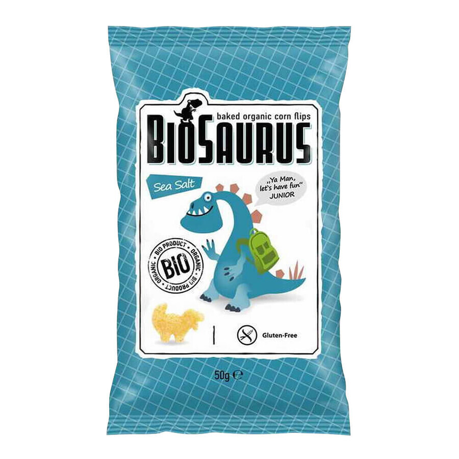Shop BioSaurus, Bio geröstete Maischips mit Meersalz, 50 g BioSaurus, Bio geröstete Maischips mit Meersalz, 50 g