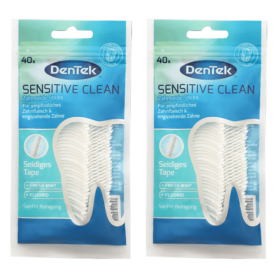 DenTek Sensitive Clean Set, spazzolini con filo interdentale, 2 x 40 pezzi