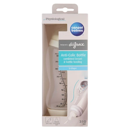 Canpol Babies, biberon anti-colique S-Shape, large ouverture, PP, 24/200, 310 ml