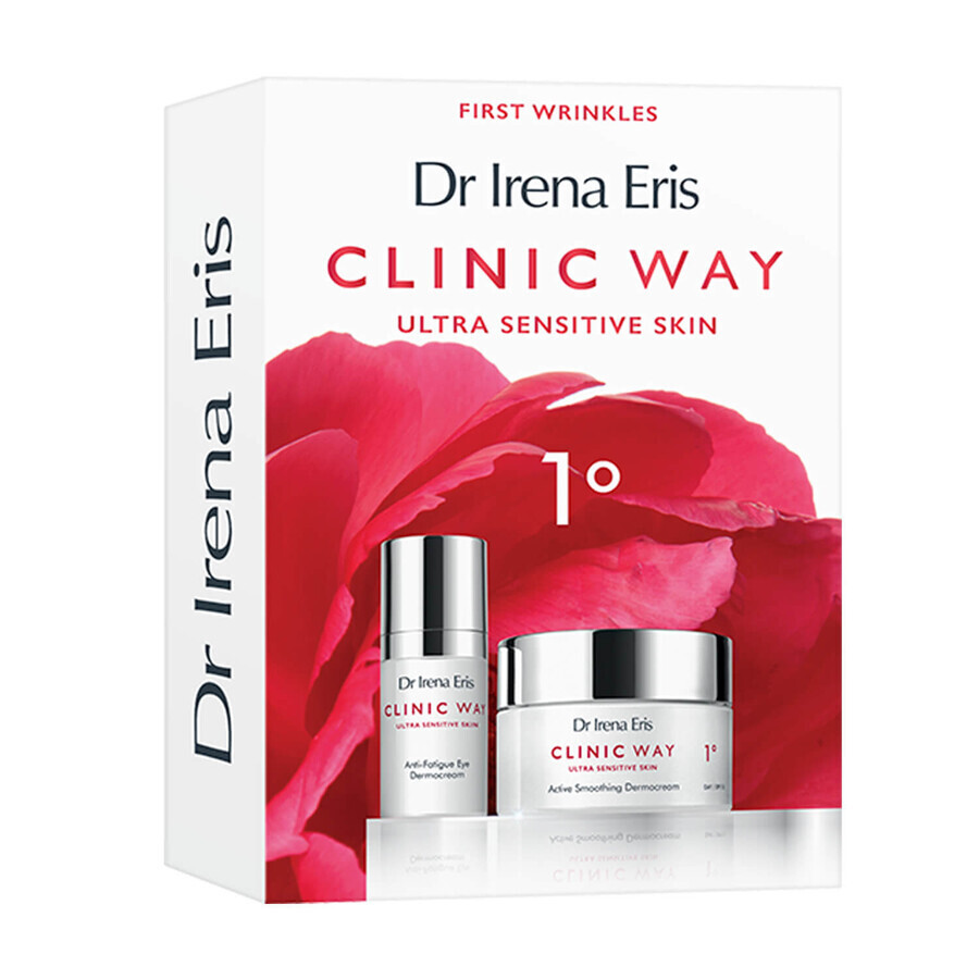 Set Dr. Irena Eris Clinic Way 1°, active smoothing dermocream, day, SPF 15, 50 ml + eye dermocream, 15 ml + night dermocream, 25 ml free