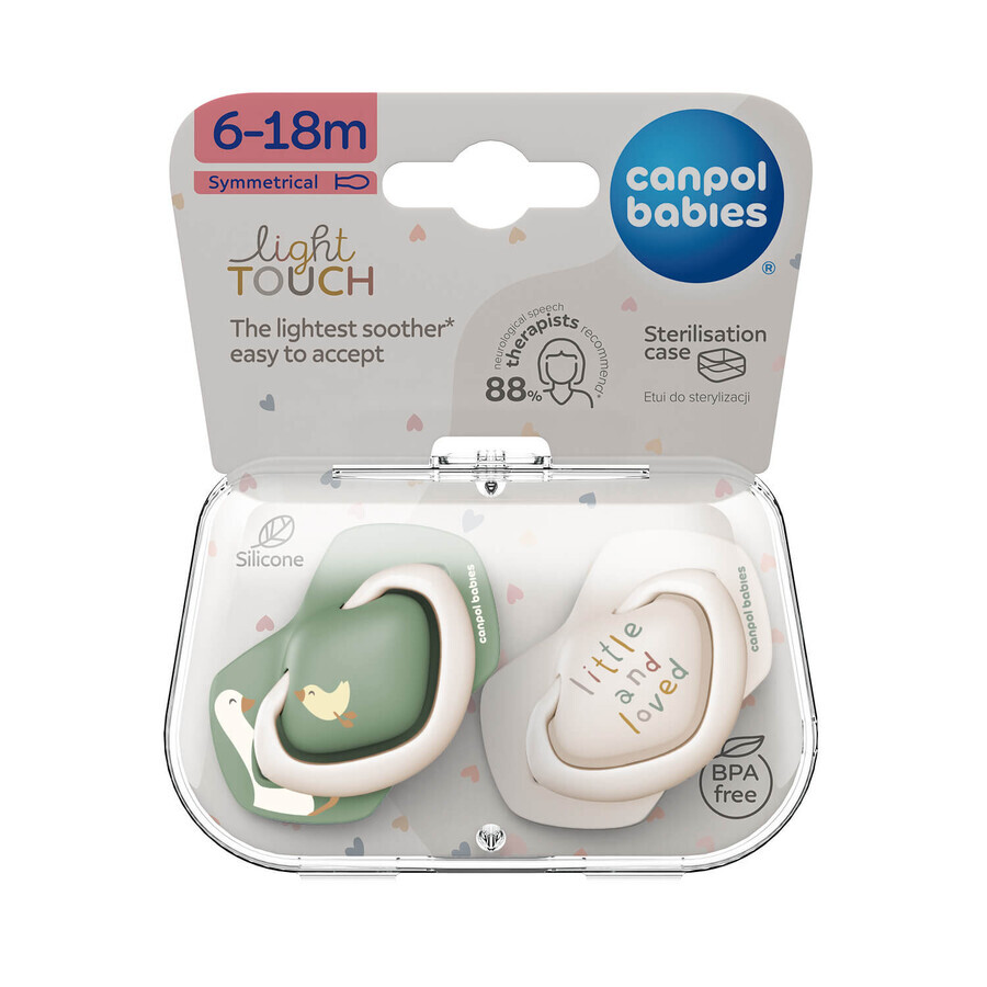 Canpol Babies, fopspeen, silicone, symmetrisch, Gans, 6-18 maanden, 2 stuks