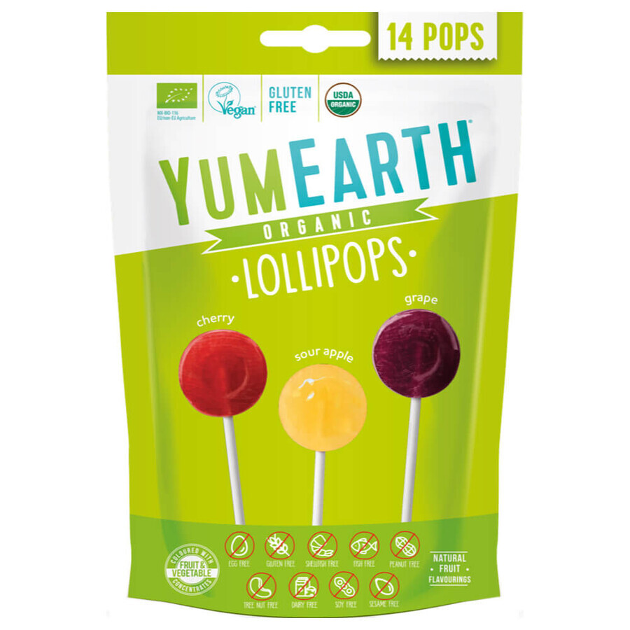 YumEarth acadele cu fructe acre eco, 14 bucăți
