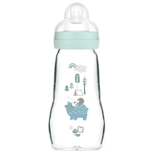 MAM Feel Good, biberon avec tétine en silicone, Forest, garçon, à partir de 2 mois, 260 ml