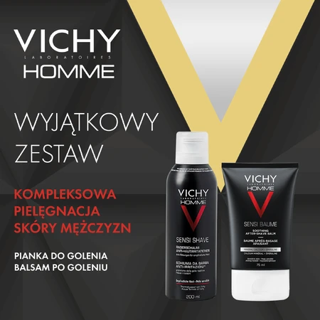 Vichy Homme Sensi shaving set, gentle anti-irritant shaving foam, 200 ml + soothing aftershave balm for sensitive skin, 50 ml