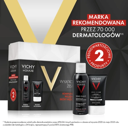 Vichy Homme Sensi shaving set, gentle anti-irritant shaving foam, 200 ml + soothing aftershave balm for sensitive skin, 50 ml