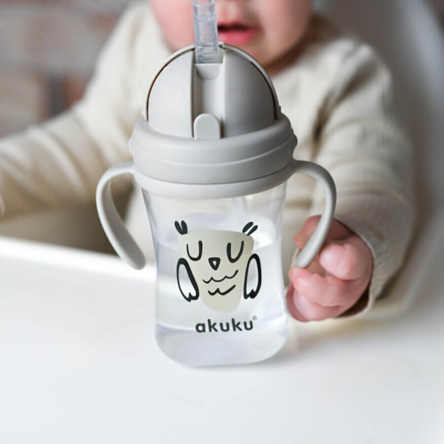 AKUKU, biberon con cannuccia retrattile, gufo, da 9 mesi, 300 ml