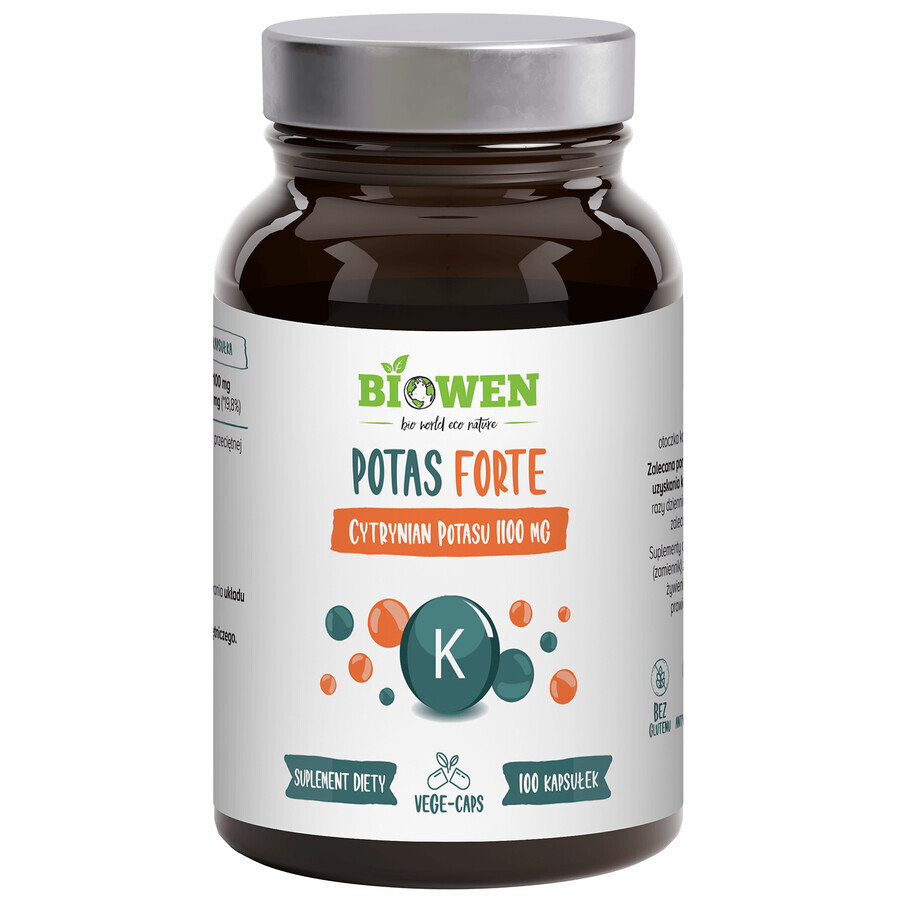 Biowen Potassium Forte, citrato de potasio, 100 cápsulas