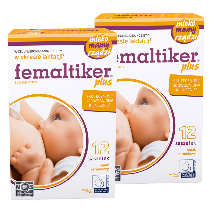 Femaltiker Plus pack, caramel flavor, 2 x 12 sachets