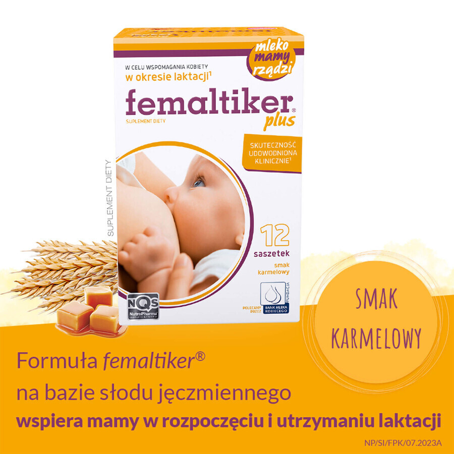 Femaltiker Plus pack, caramel flavor, 2 x 12 sachets