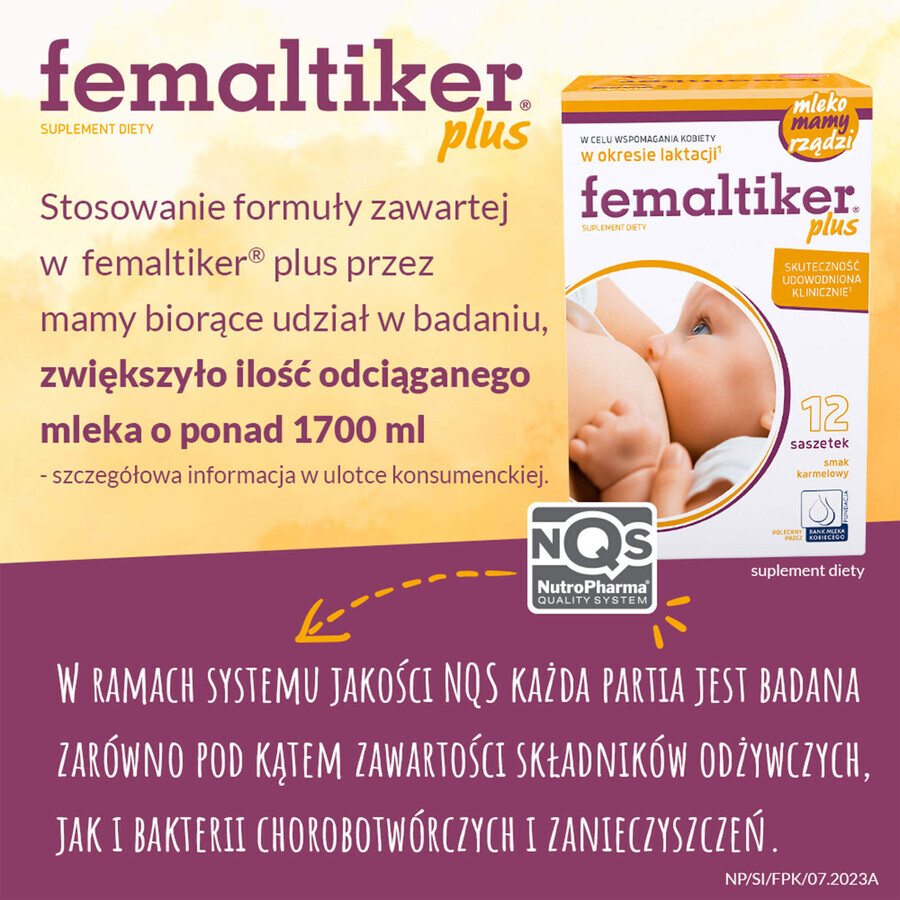 Femaltiker Plus pack, caramel flavor, 2 x 12 sachets