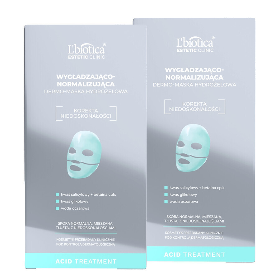 Set L'Biotica Estetic Clinic Acid, smoothing-normalizing hydrogel dermo-mask, 2 pieces