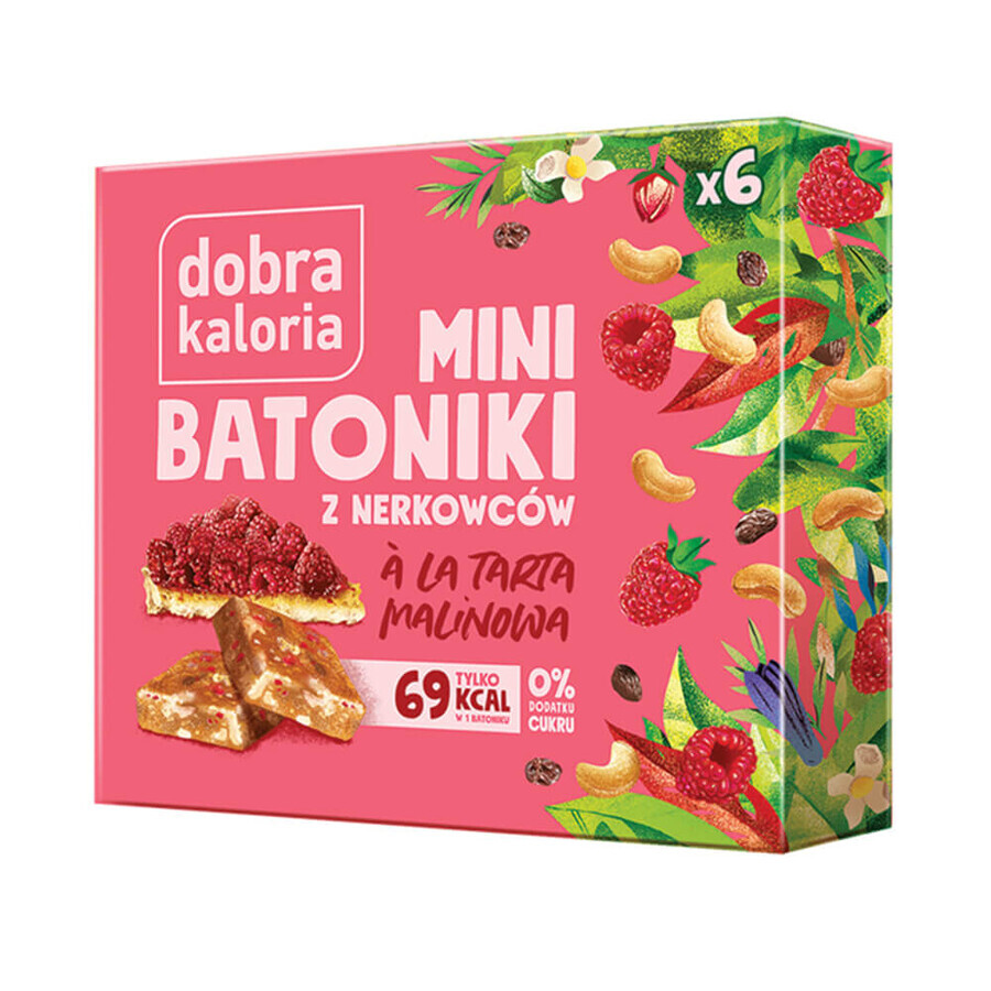 Good Kaloria Mini barritas con anacardos a la tarta de frambuesa, sin azúcares añadidos, 6 unidades