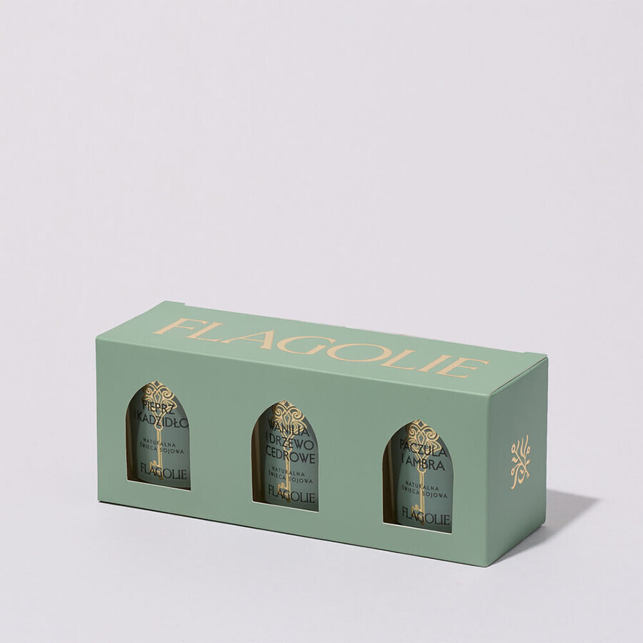 Set Flagolie Celebrate Moments, velas de soja perfumadas, 3 x 70 g