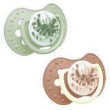 Lovi, ciuccio, in silicone, dinamico, fosforescente, Tie Dye, verde, Bambina, 22/917, 0-3 mesi, 2 pezzi
