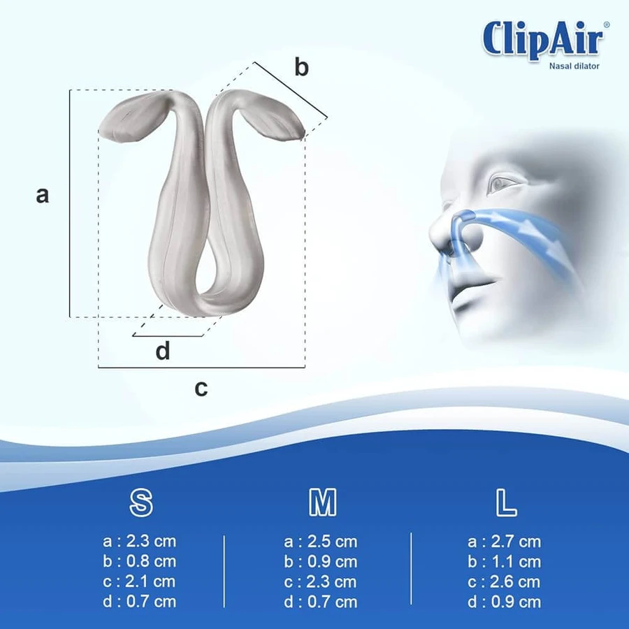 ClipAir nasal breathing piece, sizes S, M, L