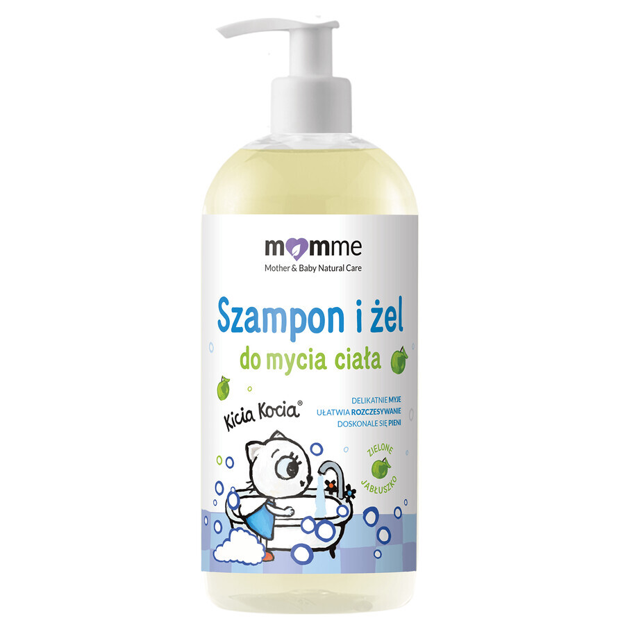 Momme Kitten, Shampoo und Körperreinigung 2 in 1, grüner Apfel, 500 ml