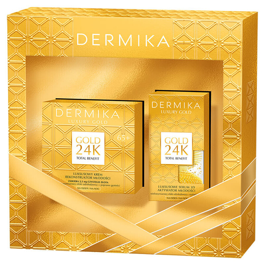 Set Dermika Luxe Goud 24K 65+, luxe gezichtscrème, 50 ml + luxe serum, 60 g
