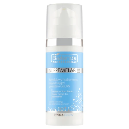 Bielenda Profesional SupremeLAB Hydra Glow, Hidrocrema hidratante sin aceite con efecto Glow, 50 ml