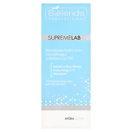 Bielenda Profesional SupremeLAB Hydra Glow, Hidrocrema hidratante sin aceite con efecto Glow, 50 ml