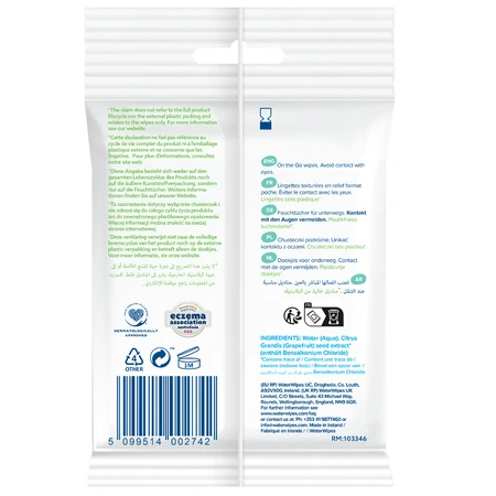 WaterWipes OnTheGo Bio, toallitas húmedas, refrescantes, 10 unidades