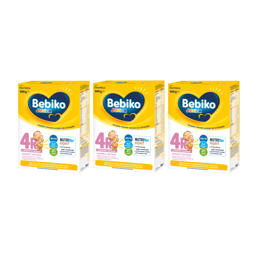 Bebiko Junior 4R Nutriflor Expert set, milk-based nutritious formula with rice porridge, over 2 years, 3 x 600 g