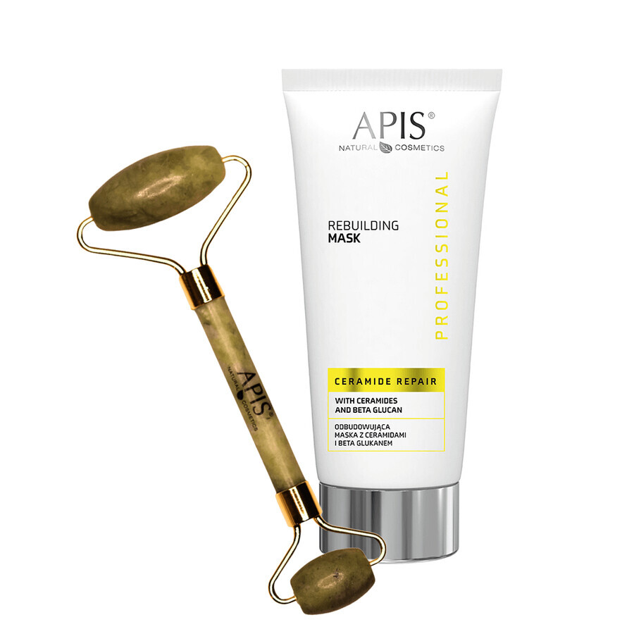 Apis Professional Ceramide Repair, reconstruction mask with ceramides and beta-glucan, 200 ml + jade facial massager, 1 free