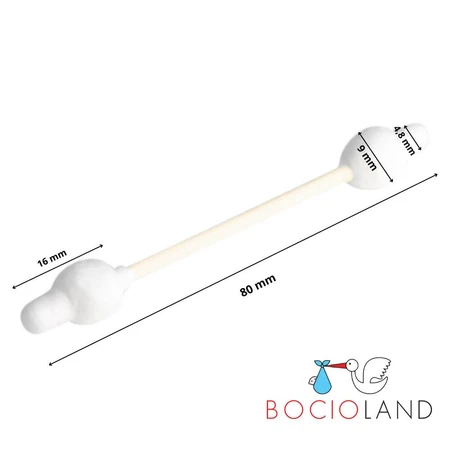 Bocioland, cotton ear buds with plug, 60 pieces