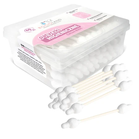 Bocioland, cotton ear buds with plug, 60 pieces