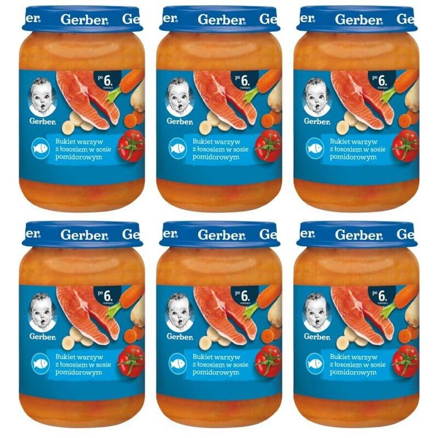 Gerber Lunch Pack, Bouquet de Verduras con Salmón en Salsa de Tomate, a partir de 6 meses, 6 x 190 g PAQUETE DECORADO