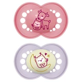 MAM Original, pacifier, silicone, orthodontic, glow in the dark, Planet Love Day&Night, baby girl, 6-16 months, 2 pieces