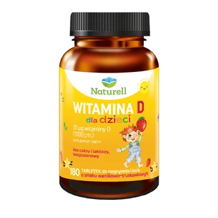 Naturell Vitamin D für Kinder ab 3 Jahren, Vanille- und Erdbeergeschmack, 180 Kautabletten