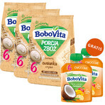Set BoboVita Porcja Zbóż Fulgi de ovăz cu orez, fără lapte, fără zahăr adăugat, după 6 luni, 3 x 170 g + mousse în tub, banană cu mango și nucă de cocos, 2 x 80 g gratuit Set BoboVita Porcja Zbóż Fulgi de ovăz cu orez, fără lapte, fără zahăr adăugat, după 6 luni, 3 x 170 g + mousse în tub, banană cu mango și nucă de cocos, 2 x 80 g gratuit