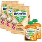 Set BoboVita Porcja Zbóż Fulgi de ovăz cu orez, fără lapte, fără zahăr adăugat, după 6 luni, 3 x 170 g + mousse în tub, banană cu mango și nucă de cocos, 2 x 80 g gratuit Set BoboVita Porcja Zbóż Fulgi de ovăz cu orez, fără lapte, fără zahăr adăugat, după 6 luni, 3 x 170 g + mousse în tub, banană cu mango și nucă de cocos, 2 x 80 g gratuit