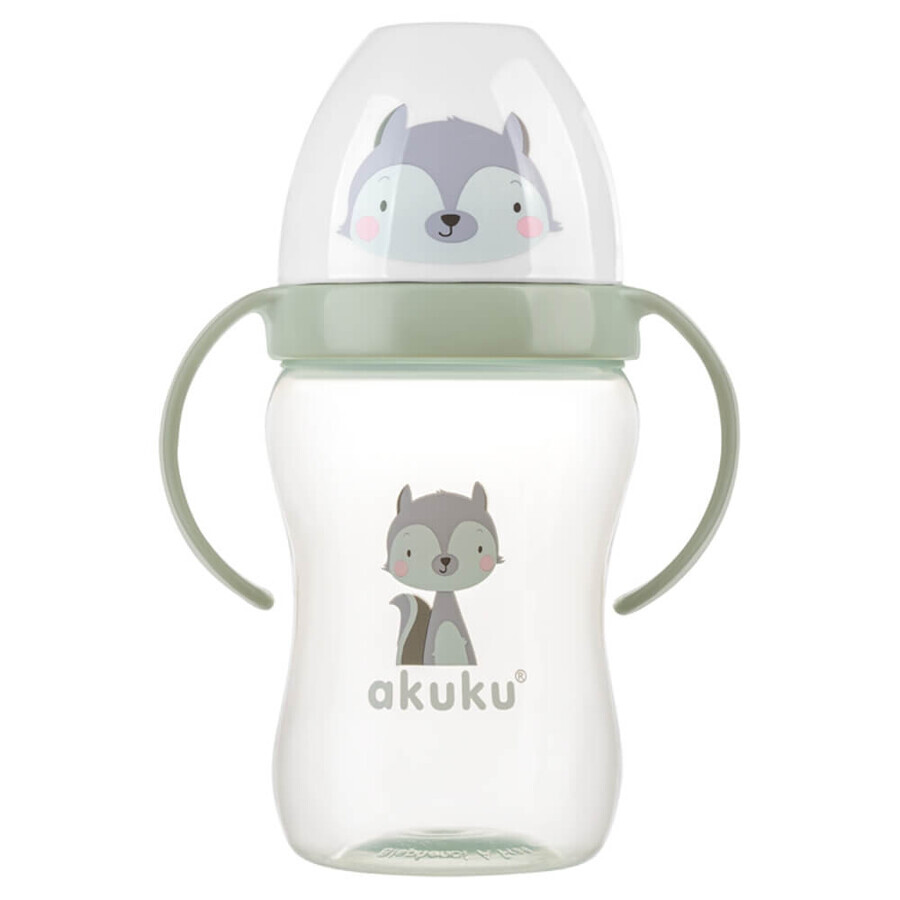 AKUKU Soft-Mouth-Flasche, Waschbär, ab 6 Monaten, 240 ml